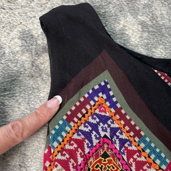 Tanvi Kedia Anthropologie Patchwork Embroidered Chevron Midi Boho Dress - Picture 11 of 16